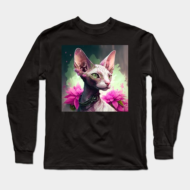 Cornish Rex Hybrid Art Long Sleeve T-Shirt by Enchanted Reverie